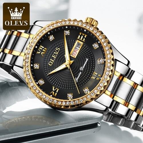OLEVS Top Mens Watch Luxury Brand Mens Stainless Steel Calendar Watch Mens Business Luminous Quartz Watch Relogio Masculino