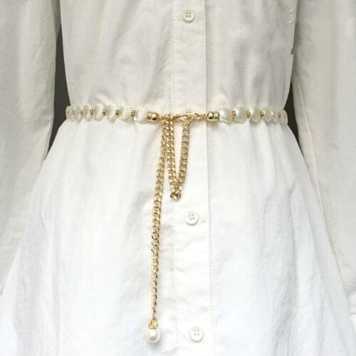 Faux Pearl Dress Belt Apparel Accessories Beautiful And Romantic Fancy Design Clasp Women Waistband Shellfish Chain