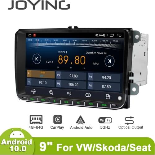 JOYING Double din 9 inch head unit Octa Core 4GB RAM Car Radio player with 4G&DSP support Carplay For VW passat b6 Rapid Golf