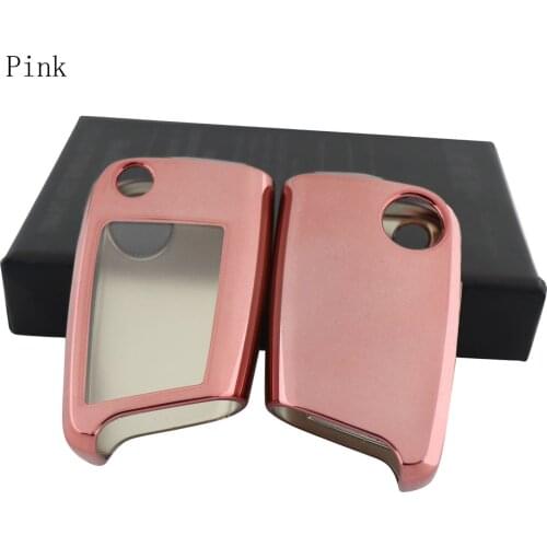 Pink Protective TPU key Case Shell Cover for VW Golf TIGUAN L Skoda Octavia