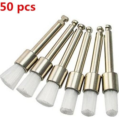 50 PCs Dental Prophy Polishing Brushes Nylon Bowl Polishing Polisher Prophylaxis Brush Dentist Products Snap-On Flat Dental Tool