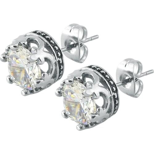 Luxury Design 10mm Cubic Zircon Ear Stud Pins 316L Surgical Steel Ear Pinning For Women High Polish Stud Earings Jewelry