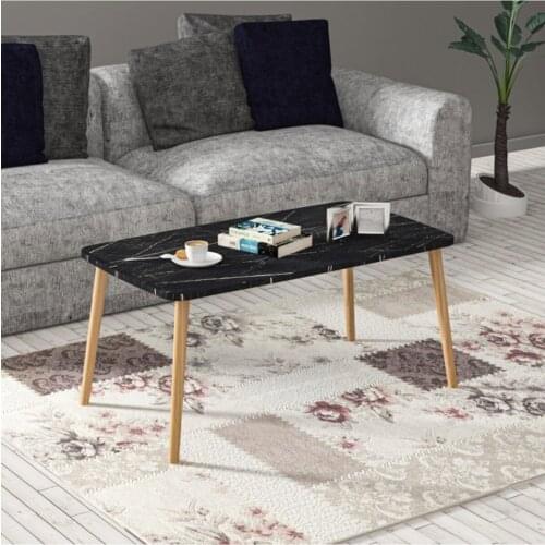 Modern Black Marble Pattern Medium coffee table Wood coffee tables table basse furniture living room table
