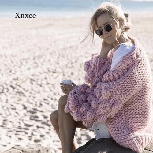 Autumn/winter Womens Lantern Sleeve Sweater Knitted Cardigan Sweater Jacket Womens Large Knitted Sweater Cardigan Jacket