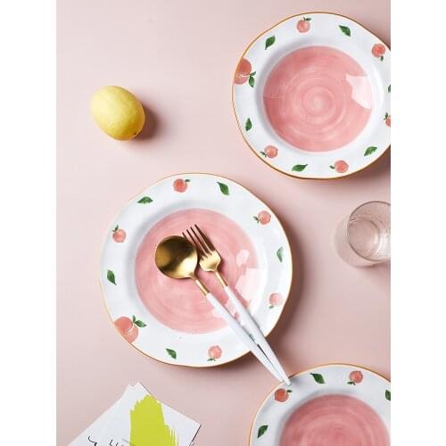 Honey peach Western food plate creative circular net red ins tableware straw hat plate Western food plate
