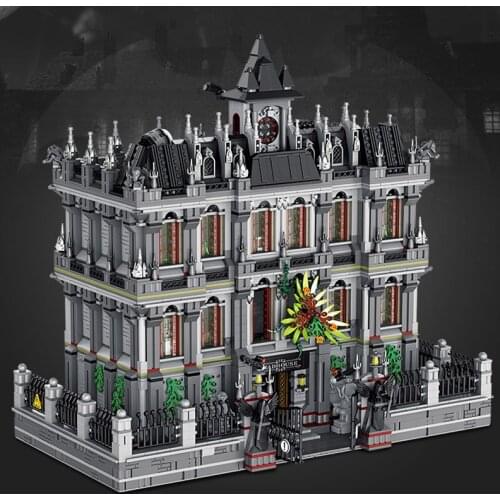 In Stock Arkham Shelter Three Layers Superposed Superhero Mental Hospital Break Through 7527Pcs of Puzzle Building Toys613002