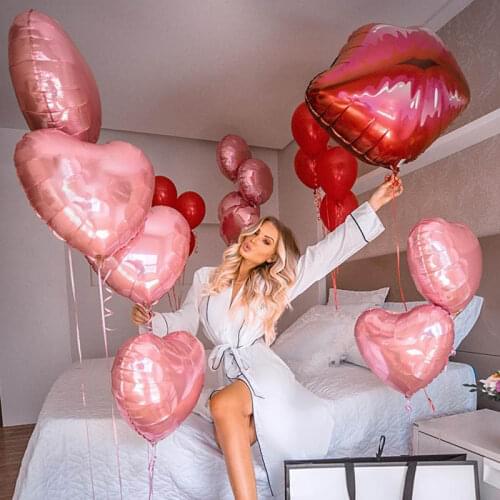 36inch Big Red Pink Heart Foil Balloons Wedding Engagement Lips Air Helium Balloon Bride To Be Birthday Party Decor Love Balloon