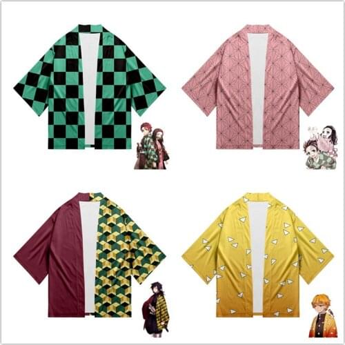 Japanese Kimonos Woman Men Kimono Demon Slayer Same Kimono Unisex Couple Cardigan Shirt Kimono Yukata Summer Spring Asian Kimono