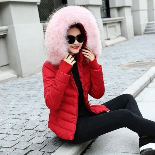 Women winter jackets parkas 2021 Fashion Thick warm Faux Raccoon Fur jackets Slim solid sweet jackets for female