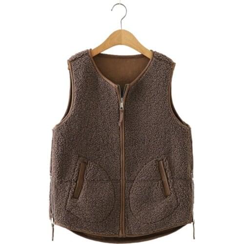 Women Vests Solid Zipper Casual Vest Jackets 2020 Autumn Winter Sleeveless Korean Style Ladies Basic Pocket Coat