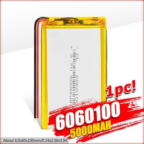 1/2/4 Pieces New Durable 6060100 5000mAh 3.7V Lithium Polymer Batteries 3.94x2.36x0.24" Rechargeable Li-Po Lipolymer Battery