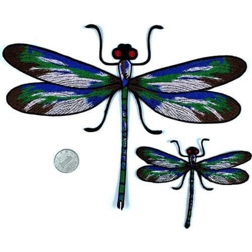 10pcs/lot Large Embroidery Patch Dragonfly Animal Clothing Decoration Sewing Accessories Diy Iron Heat Transfer Applique