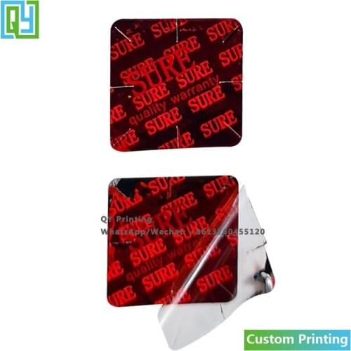 10000pcs 16x16mm Free Shipping Custom Made Quality Warranty 3D Red Hologram Stickers VOID Open Security Tamper Proof Laser Label