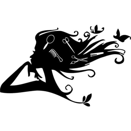 16.2CM*10.1CM Beauty Hair Salon Girl Stylist Vinyl Car Sticker Decal