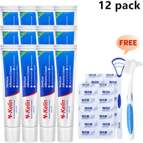 Hot Sale Y-Kelin Denture Adhesive Cream Strong Hold 40 Gram 12 Packs For Upper And Lower Secure Send a Gift
