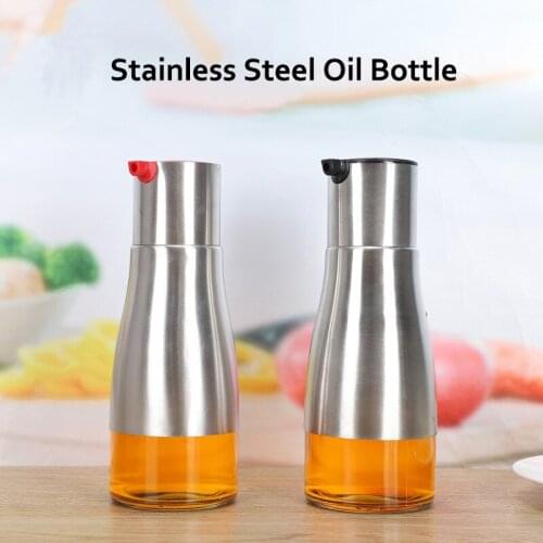 280ml Stainless Steel Oil Bottle Dispenser Sauce Bottle Oil Jar Kitchen Accessories Cooking Tool For Oil Vinegar Soy Sauce