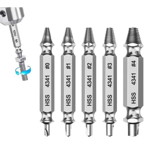 5 PCS Double-head Screw Extractor Drill Bit Set Easily Remove Bolt Stud Removal Tool Bolt Remover Hand Tool