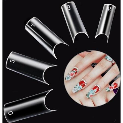 500pcs/package Fake Nails Fashion French Multi-size Large C Fake Nails Creative Nail Art Decorative Nails