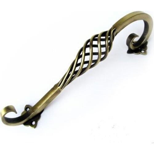 192mm antique brass birdcage Unfold Install handle bronze kitchen cabinet wardrobe door pull vintage 7.6" wood door handle