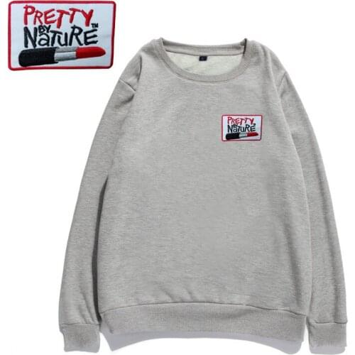 New Arrival 1 Piece PRETTY BY NATURE Lipstick Embroidered Badge Patches Iron on Embroidery Appliques for Clothes 5 colors