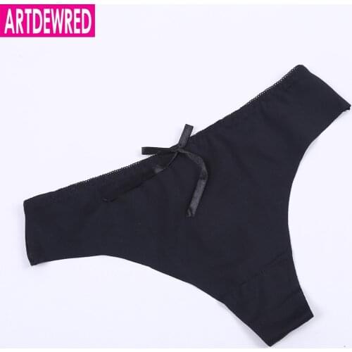 ARTDEWRED Plue Size Sexy G String Women Bow S M L XL Briefs Soft Underwear Fashion Panties Solid Thong 8 Colors