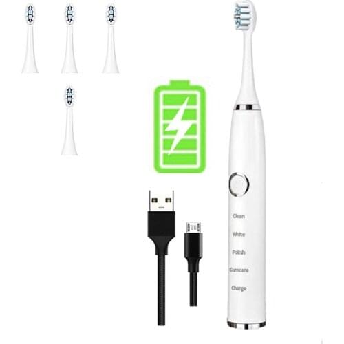 Automatic Sonic Electric Toothbrush Smart Timer Replaceable Ipx7 Waterproof Toothbrush Rechargeable Soft Fur Toothbrush