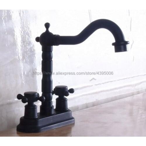 Oil Rubbed Bronze Dual Handle Swivel Bathroom Kitchen Sink Faucet Mixer Tap 2 Hole Hot and Cold Water Bnf240