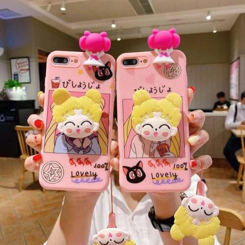 For iPhone 12 11 Pro Xs Max Xs XR 6 7 8Plus SE 2020 Case TPU Case Ring Holder Soft Phone Strap Rope Case