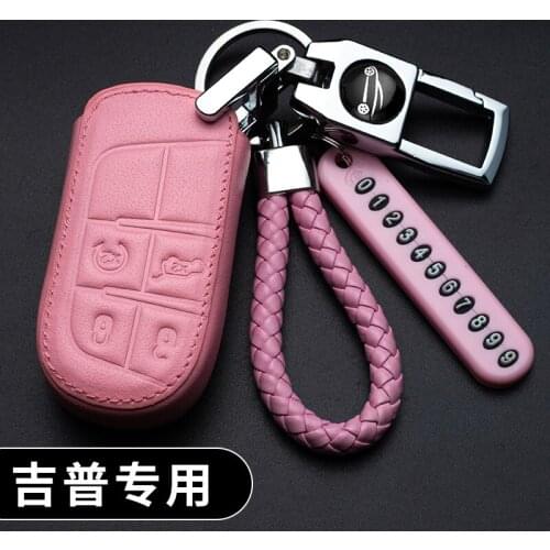 Key bag for jeep Compass Renegade Cherokee Grand Cherokee leather Smart Remote key Case Cover Holder