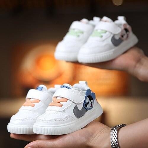 Disney Kids Casual Shoes For Baby Boy Girl Brand Children Sneaker Mickey Mouse Sports White Shoes Toddler Walking Shoes 0-3 Year
