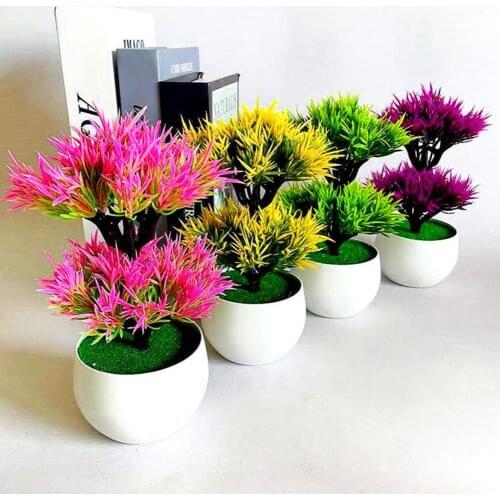 Artificial Plant Double-layer Non-fading Plastic Phoenix-tail Fern Bonsai for Photography