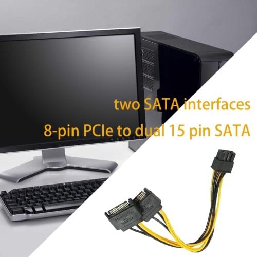 15pin SATA Male to 8pin(6+2) PCI-E Power Supply Cable 20cm SATA Cable 15-pin to 8 pin Cable Wire for Graphic Card