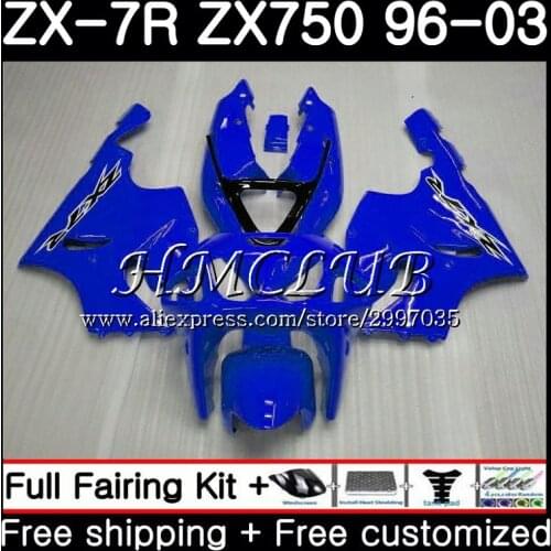Kit For KAWASAKI NINJA ZX7R glossy blue ZX750 ZX 7R 2000 2001 2002 2003 48HC.18 ZX 750 ZX-750 ZX 7 R ZX-7R 00 01 02 03 Fairing