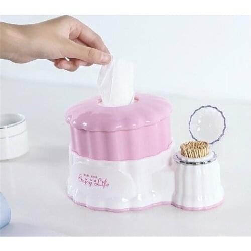 Round Roll Tissue Box Holder Cover with Toothpick Holder, Facial Tissue Holder Napkin Paper Case Holder Hotel Home Decoration