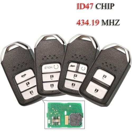 Kutery Remote Car Key For Honda Greiz Fit City Jazz XRV Venzel HRV CRV 2/3/4Buttons 434Mhz FSK ID47 CHIP T5A-G01