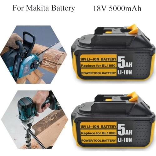 2PCS Newest 18V 5Ah 5000mAh Li-ion Battery For Makita Battery BL1860 BL1850 BL1830 BL1840 194205-3 Power Tool With LED Indicator