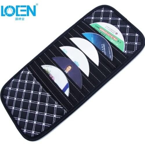 LOEN 1PCS PU leather Multi-function Car Sun Visor Card CD holder Glasses Pen Card Organizer Auto Sunshade Storage Bag