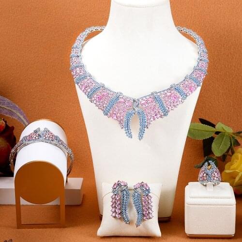 Missvikki Luxury Gorgeous Green Necklace Bracelet Earring Ring 4PCS Jewelry Set Dubai Bridal Engagement Wedding Women Jewellery