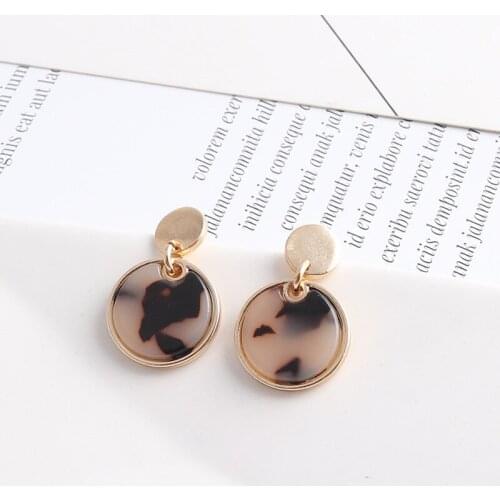 Fashion Round leopard print Resin Earrings Gold Color Charms Brincos Pendientes Brand Jewelry Women