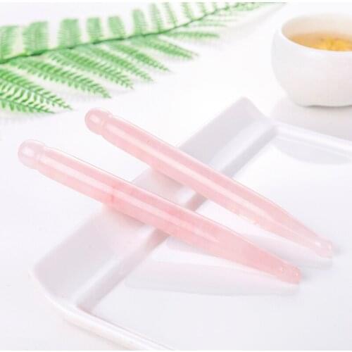 Natural rose quartz Jade Gua Sha Scraping Face Massage Wand Acupuncture Points Pen Massage Stick Facial Beauty Tool