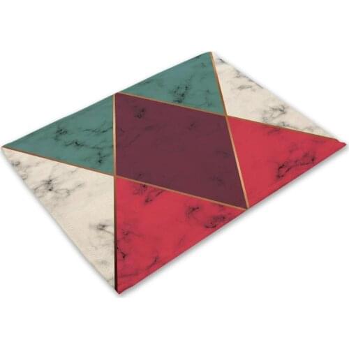Non-slip insulation Placemat coaster for table dinner Geometric printed Table Mats cotton linen Pads Home Decor 42*32cm DD204