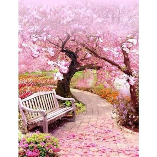 Landscape 5D Diamond Painting Full Rural Garden Flowers Round Diamond Mosaic Pattern Home Decoration DIY Handmade