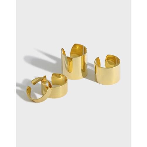 Real 925 Sterling Silver Smooth Wide Rings For Women Jewelry 2021,4 Styles Punk Gold Color Finger Ring Woman Accessories Gifts