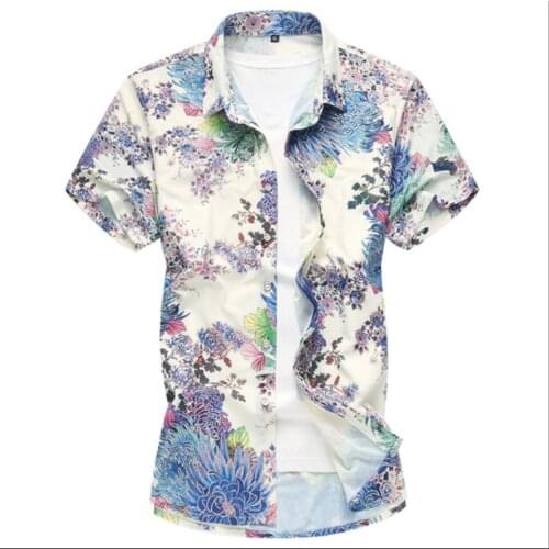 S-7xl 2020 Summer New Mens Fashion Hot Short-sleeved Printing Shirt Plus Fertilizer 6xl 7xl Travel Shirt Vacation Casual Shirts