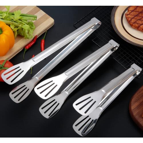 Stainless Steel Food Tongs Kitchen Tongs Utensil Cooking Tong Clip Clamp Accessories Salad Serving BBQ Tools