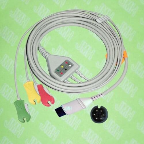 Compatible with 6pin BCI,CSI,GE,Nellcor,Nihon Kohden and HP ECG Machine the one-piece 3 lead cable and clip leadwire,IEC or AHA