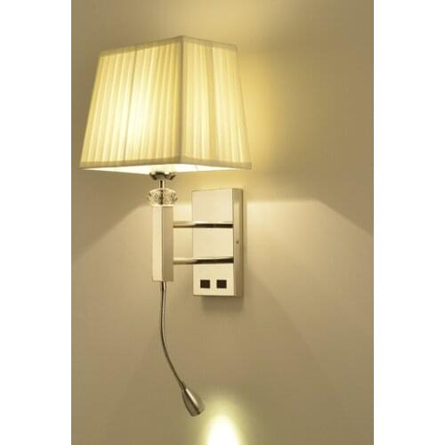 Modern simple hotel room atmospheric reading wall lamp with switch stainless steel ulce engineering customized bedroom