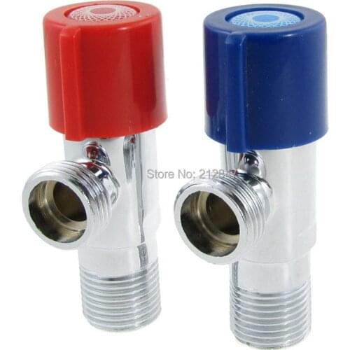 Bathroom 21mm Thread Inlet Outlet Brass Stop Shutoff Angle Valves 2 Pcs