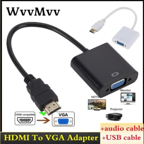 WVVMVV HD 1080P Digital to Analog Converter Cable HDMI-compatible to VGA Adapter For PS4 PC Laptop TV Box to Projector Displayer