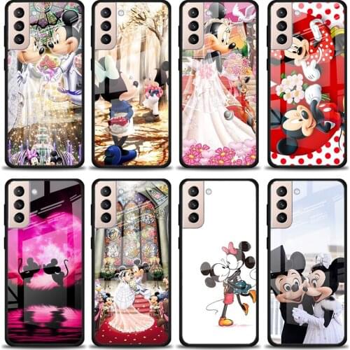 Mickey And Minnie Married Tempered Glass Cover For Samsung Galaxy S21 Plus Ultra M21 M31 M51 A52 A72 Phone Case Coque